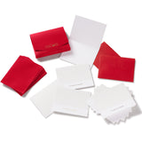Red and white cards with envelopes on a white background