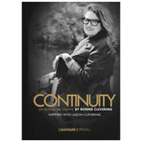 Book cover with a black and white photo of a woman and text about 'Continuity' by Bonnie Clevering.