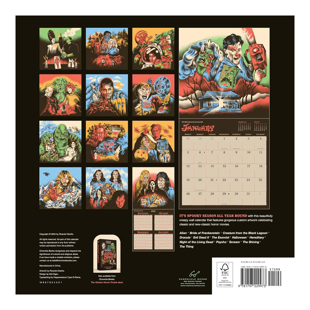 CLASSIC HORROR MOVIES 2025 WALL CALENDAR Academy Museum Store