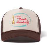 Cap with 'I'd like to thank the Academy' text and Oscar design on a white background