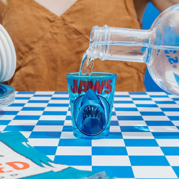 JAWS 50TH ANNIVERSARY MOVIE POSTER SHOT GLASS | ACADEMY MUSEUM ...