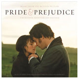 Album cover for 'Pride & Prejudice' with a couple embracing outdoors. Celebrate 20 years of romance with the Pride & Prejudice Deluxe Edition LP. Experience Dario Marianelli's enchanting score presented in a gatefold jacket.