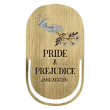 Metal book cover with 'Pride & Prejudice' by Jane Austen and decorative elements on a white background Focus Features Pride & Prejudice 25th Anniversary Edition.