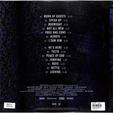 Back cover of a music album with tracklist on a dark background