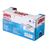 Box of JAWS ceramic salt and pepper shaker set on a white background