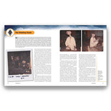 Book page with text and images of E.T  in a studio setting.