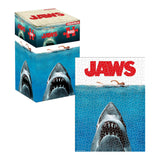 Jaws puzzle box with shark and swimmers design on a white background