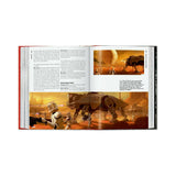 Open book showing a page with text and a Star Wars-themed illustration of a robot and vehicle on a planet.
