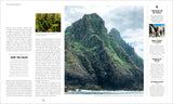 Magazine layout with a scenic photograph of a mountainous landscape and text on the left.