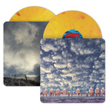 Vinyl record with a 'Jaws' cover featuring a beach scene and stormy sky.