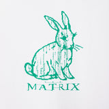 Green rabbit silhouette with 'The Matrix' text on a light gray background