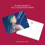 Set of high-quality full-color postcards with an anime character on a red background