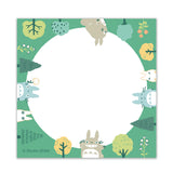 Illustrated border with characters from Studio Ghibli on a green background