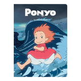 Ponyo postcard book with character on a wave, featuring the title 'Ponyo'.