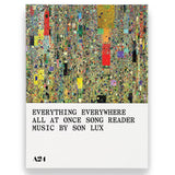 Book cover with colorful abstract pattern and text about a song reader by Son Lux
