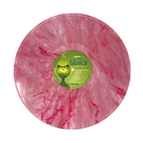 Vinyl record with pink and green marbled design and 'The Grinch' label.