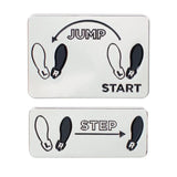 Two white cards with black shoe illustrations and text on a white background. Discover our Rocky Horror Show Set of 2 Pins! Celebrate the cult classic with officially-licensed merchandise that lets you do the Time Warp in style.