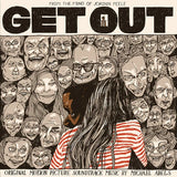 Movie poster for 'Get Out' with a woman peeking through a crowd of faces.