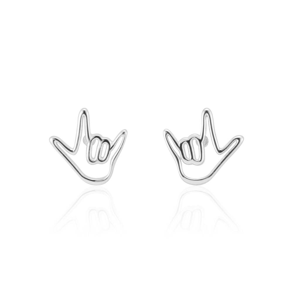 LOVE SIGN SILVER STUDS